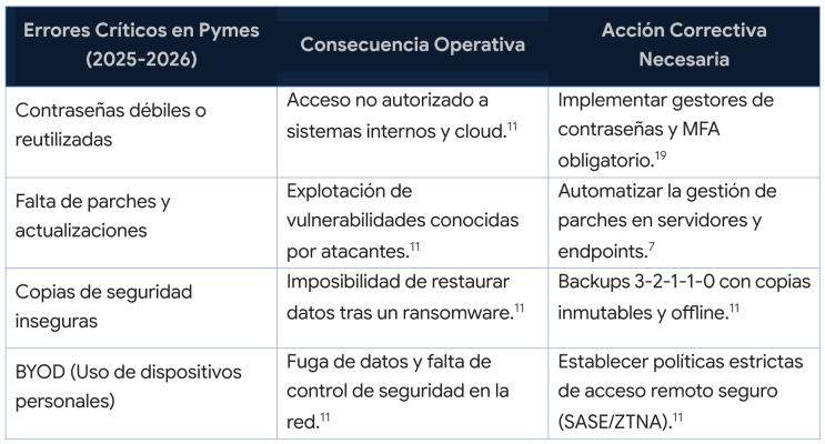 Errores y medidas correctivas